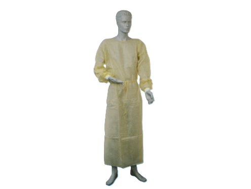 Besucherkittel gelb mit Strickbündchen, 10  Stück, B 140 cm, L 125 cm, 