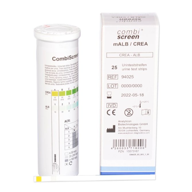 CombiScreen® mALB / CREA Urinteststreifen - 25 Stück