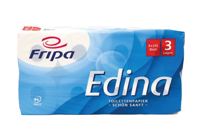 Fripa Edina - Tissue-Toilettenpapier 3-lagig - 8 Rollen