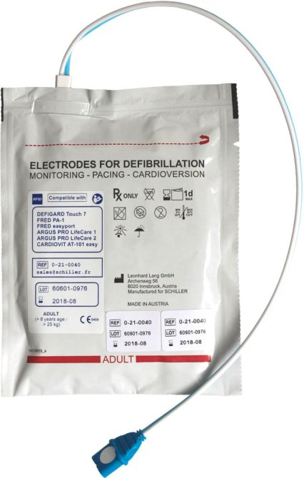 Defibrillations-Elektroden Erwachsen vorkonnektiert für SCHILLER-Geräte ( PA-1, APLC2, APLC, easyport, easyport plus, DG HD-7, AT-101 easy ) - 1 Paar