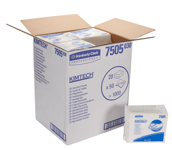KIMTECH - saugfähige, weiße Handtücher - 32 x 38 cm - 1 Pack á 50 Tücher