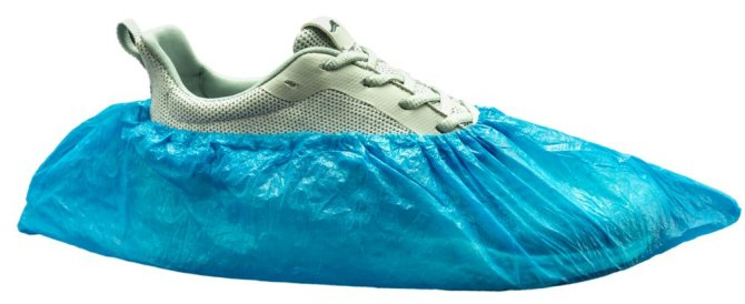CPE-Überschuhe mit Gummizug blau 15 x 41 cm 100  Stück, 1 PACK