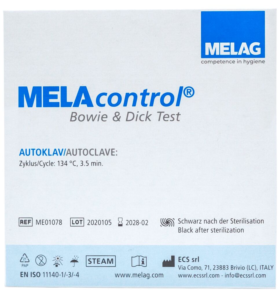 MELAG MELAcontrol® Chargenkontrollsysteme Bowie & Dick Test Prüfsystem (Testpaket)