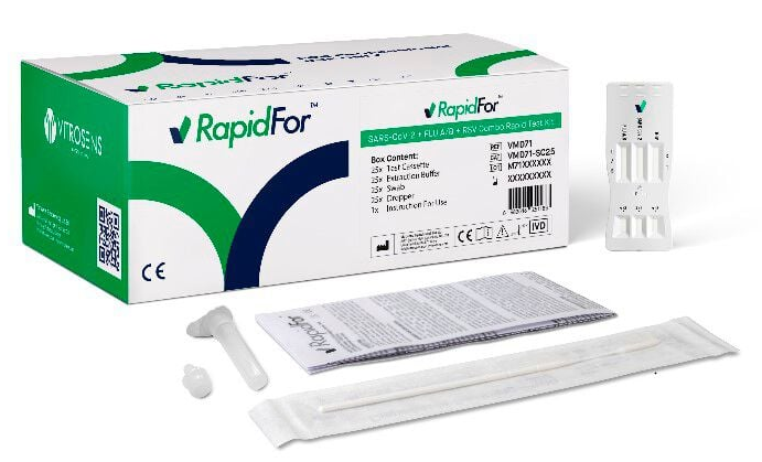 Vitrosens RapidFor Corona SARS-CoV-2, FLU A/B, RSV - Kombi-Schnelltest- 25 Stück