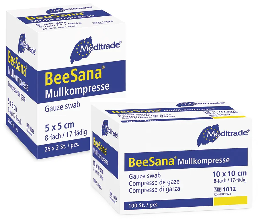 BEESANA Mullkompressen steril - 5 x 5 cm - 8-fach - 25x 2 Stück