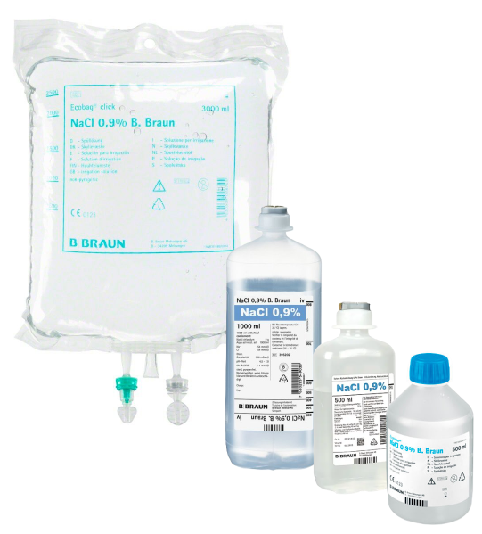 B. Braun NaCI 0,9% Isotone Kochsalzlösung Ecobag® Beutel mit Standard Portsystem, 2 x 5000 ml
