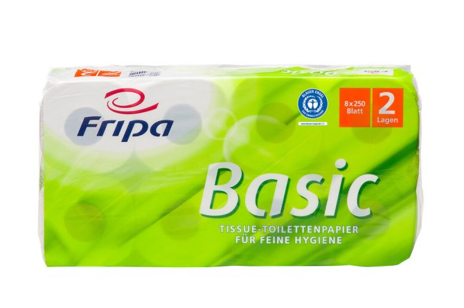 Fripa Toilettenpapierrollen Basic 2-lagig, 8x 250 Blatt
