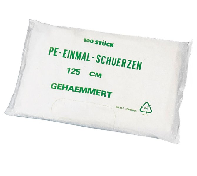 PE-Schürze, weiß, gehämmert, 125 cm, 100 Stück (05020-W), 1 PACK