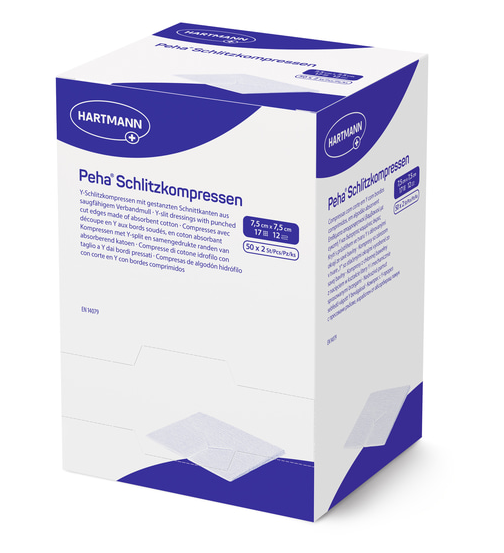 Peha® Schlitzkompressen steril - 7,5 x 7,5 cm - 2 x 50 Stück