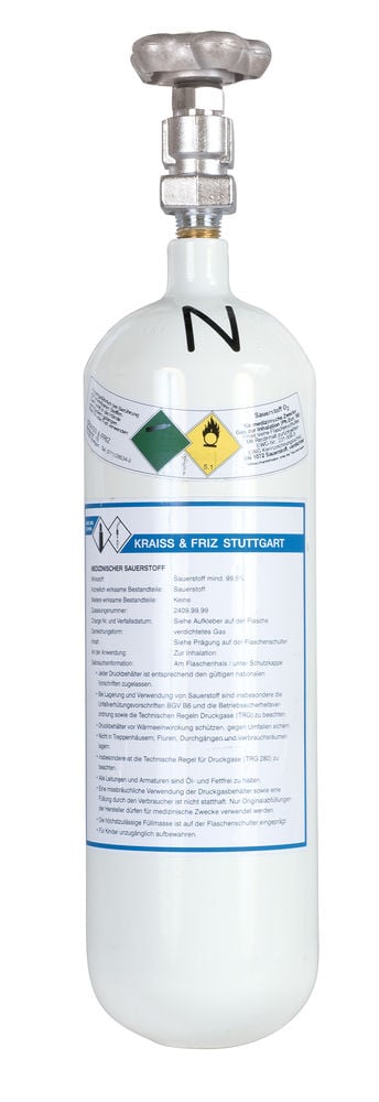 Sauerstoffflasche 2 Liter befüllt - 1 Stück