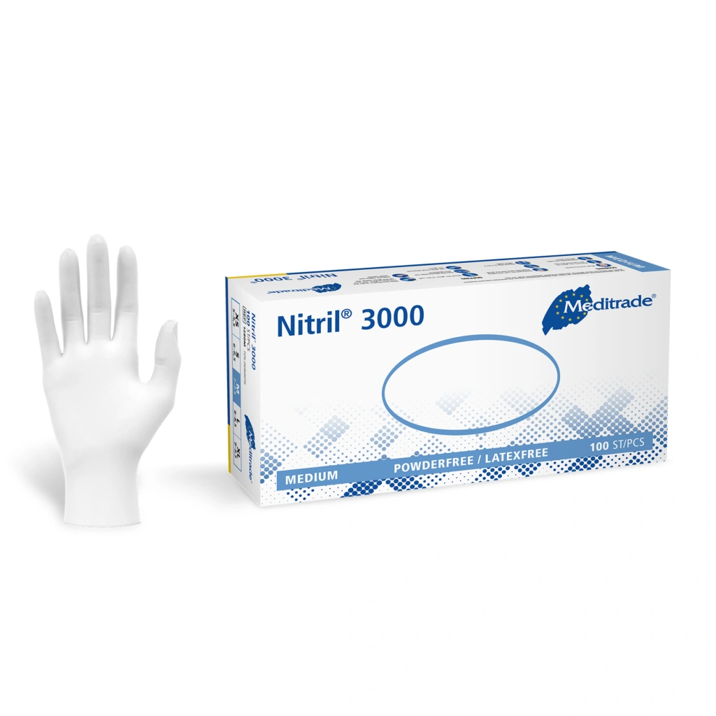 Meditrade Nitril® 3000, weiß - unsteril, puderfrei - Gr. M - 100 Stück