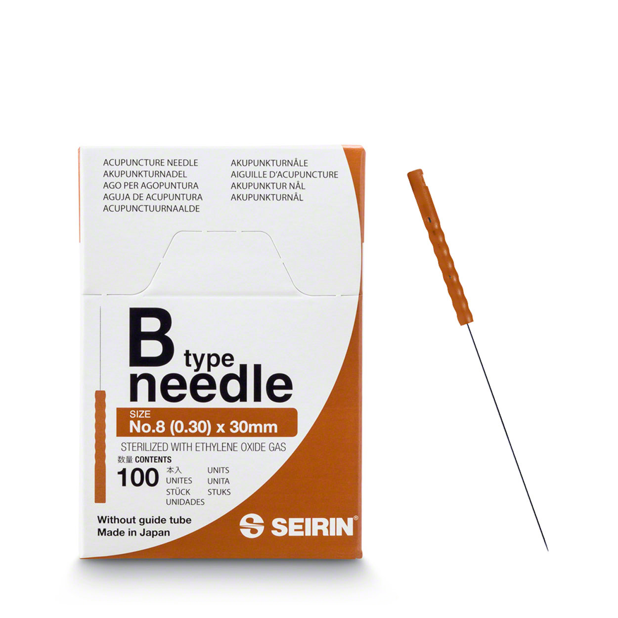 SEIRIN® Akupunkturnadeln B-Typ 0,30 x 30 mm - braun - 100 Stück