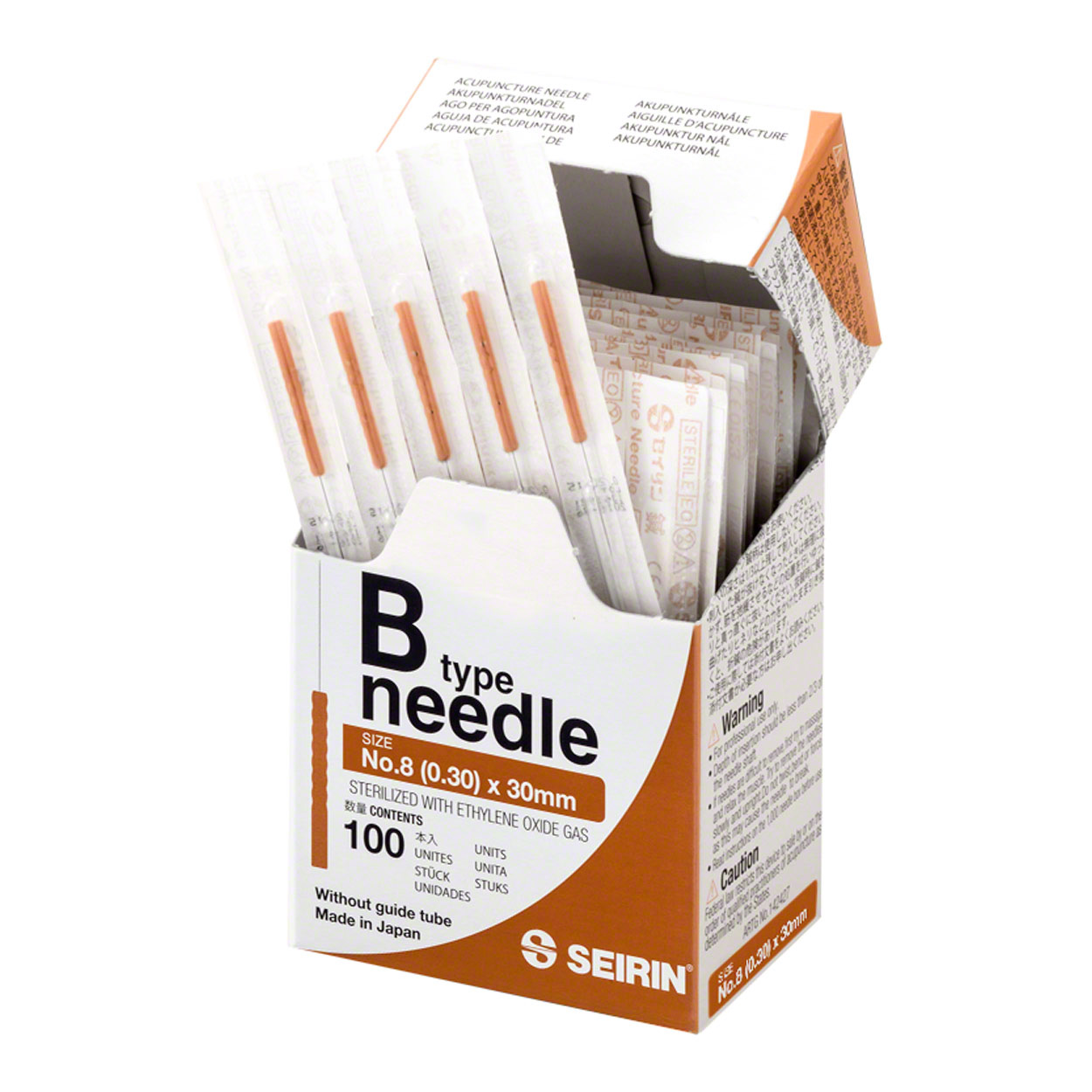 SEIRIN® Akupunkturnadeln B-Typ 0,30 x 30 mm - braun - 100 Stück