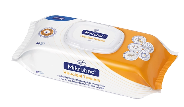 Hartmann Mikrobac Virucidal Tissues alkoholfrei  - Flowpack mit 80 Tüchern 