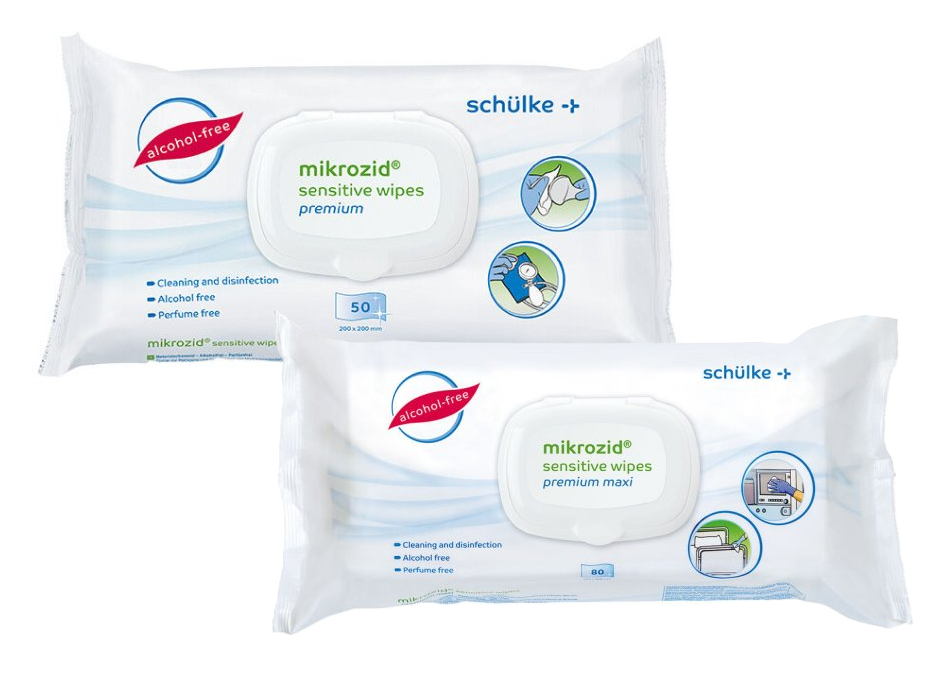 schülke mikrozid sensitiv wipes premium Desinfektionstücher Softpack mit 50 Tüchern