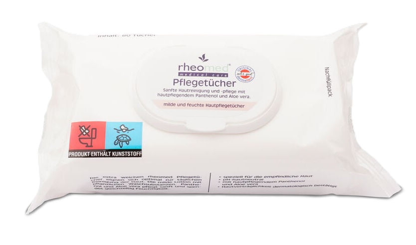 rheomed reinigende Pflegetücher 17 x 20 cm Flowpack - 80 Stück