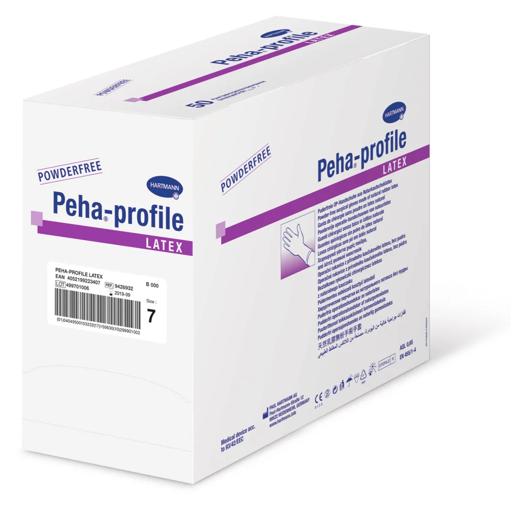 Hartmann puderfreie OP-Handschuhe Peha®-profile Latex - Gr 8 - 50 Paar