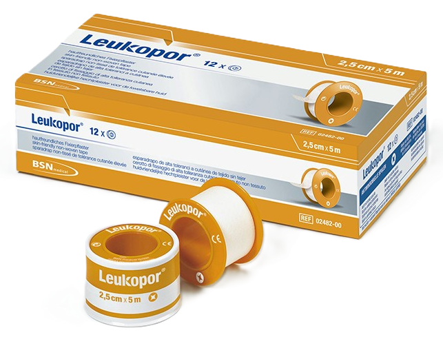 Leukopor, 2,50 cm x 5 m, ohne Schutzring, 12 Stück