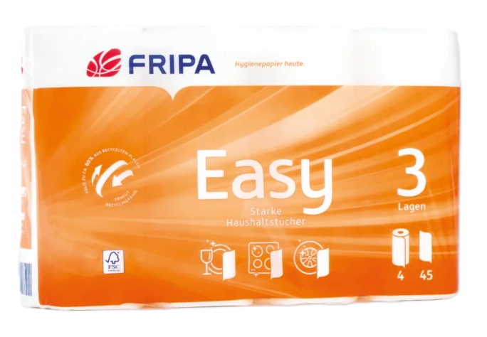 Fripa Easy Tissue-Haushaltstücher 23 x 21,5 cm - 4 Rollen