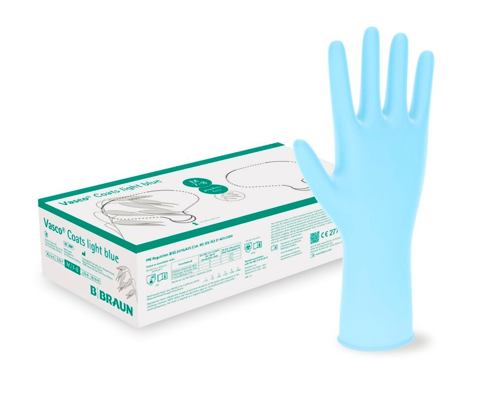 B. Braun Vasco® Coats light blue Nitril-Untersuchungshandschuhe S - 200 Stück