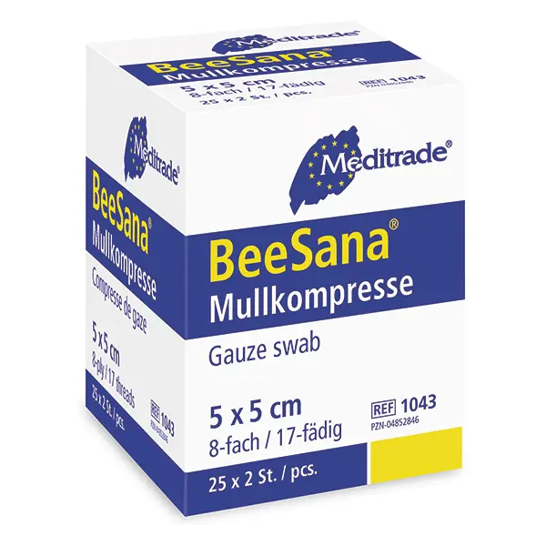 BEESANA Mullkompressen steril - 5 x 5 cm - 8-fach - 25x 2 Stück
