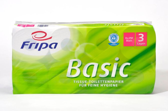 Fripa Toilettenpapierrollen Basic 2-lagig Großpackung, 48 x 250 Blatt