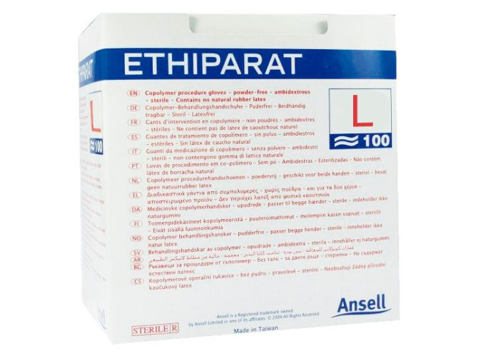 Ansell ETHIPARAT Handschuhe Gr. L - steril, paarweise verpackt, puderfrei - 50 Paar