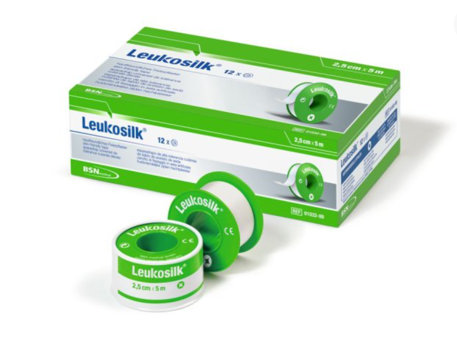 essity Seidenpflaster Leukosilk, ohne Schutzring, 5 cm x 5 m, 6 Stück