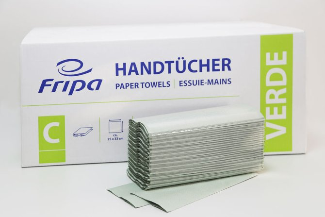 Fripa Falthandtücher Verde 25 x 33 cm, C-Falz - 3.600 Stück