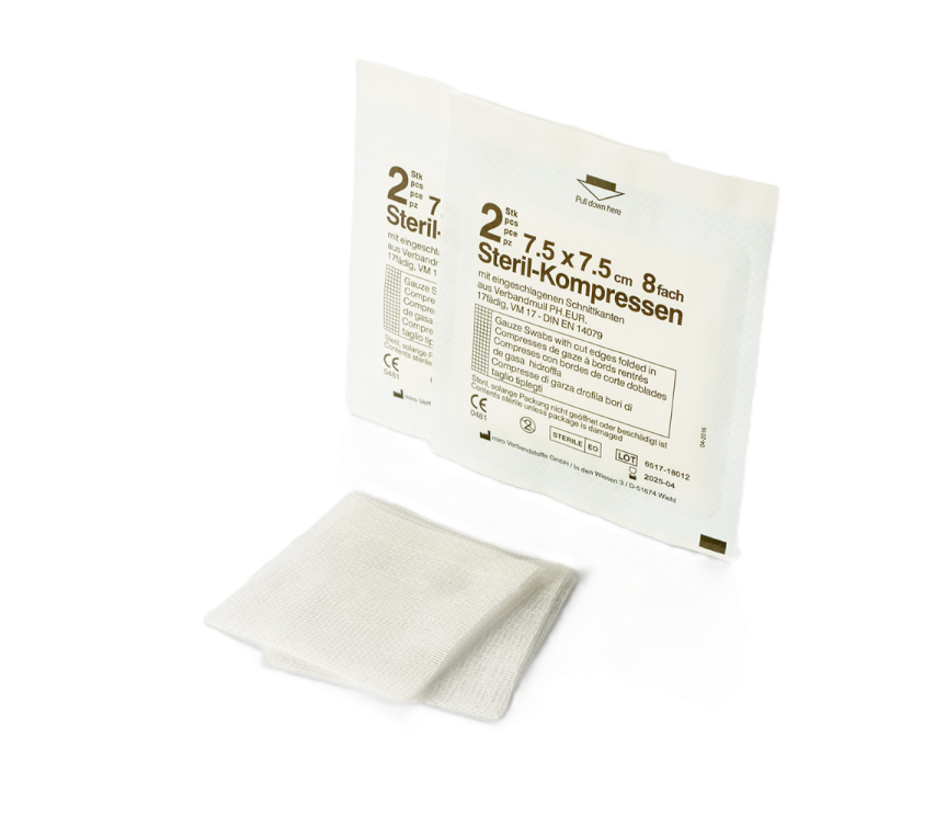 miro Mullkompresse steril - 7,5 x 7,5 cm - 25 x 2 Stück