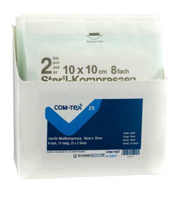 COM-TeX® Sterile Mullkompressen, 8-fach 10 x 10 cm - 25 x 2 Stück