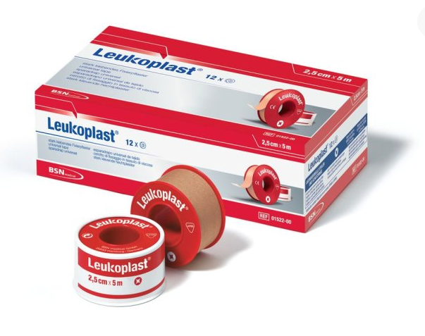 essity Leukoplast® Rollenpflaster, mit Schutzring, 1,25 cm x 5 m, 24 Stück