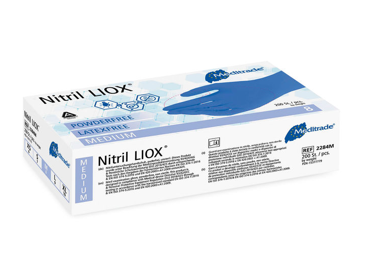 Meditrade puderfreie Untersuchungshandschuhe Nitril LIOX® - Gr. XL - 180 Stück